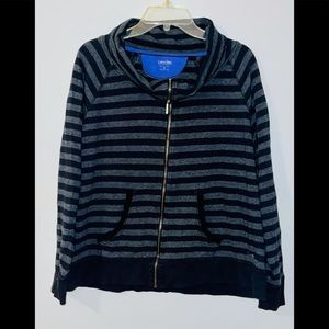 Calvin Klein Black&grey stripe warmup jacket 2X